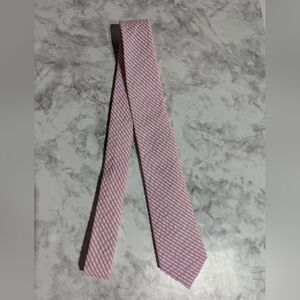 The Tie Bar Pink White Stripe 100% Cotton Handmade Men's Neck Tie Like New